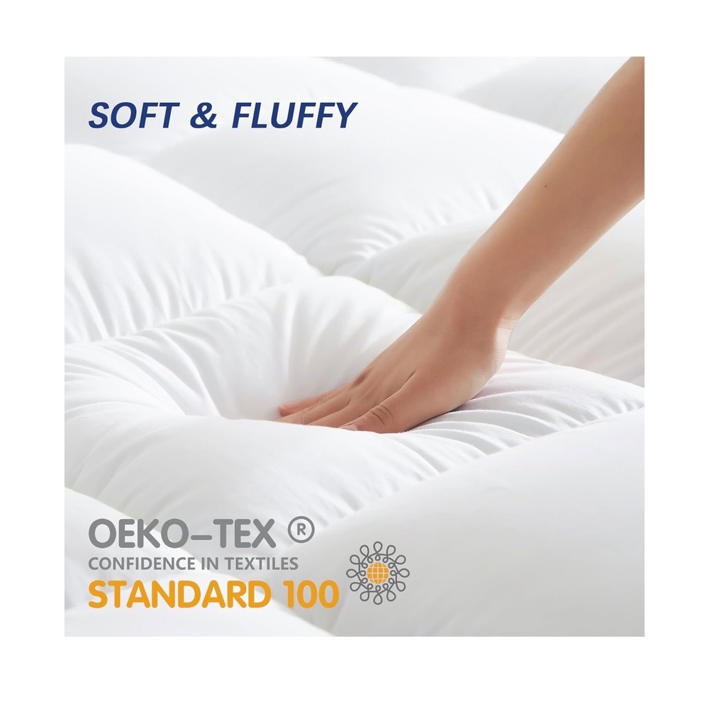Cooling Mattress Topper Cal King 900GSM Extra Thick Down White Deep Pockets NEW - Picture 5 of 9